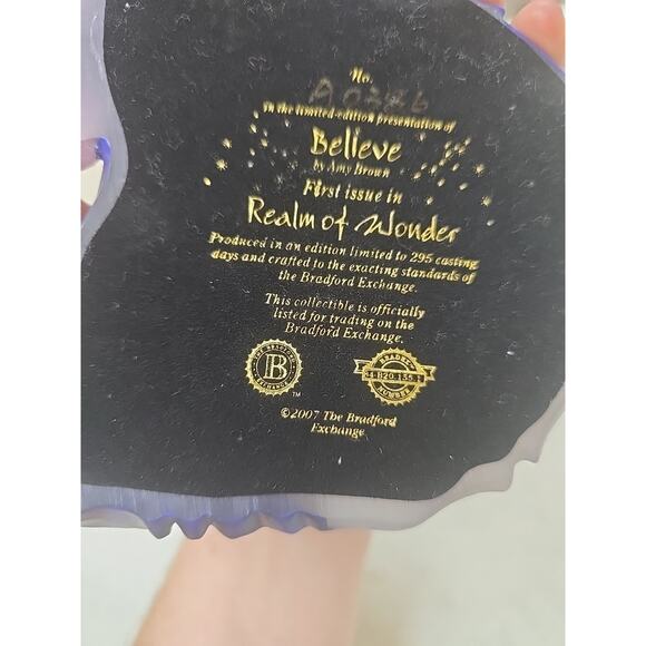 2007 Bradford Exchange "Believe" Realm of Wonder Limited Ed. Fairy Decor #A0386 - Picture 4 of 4